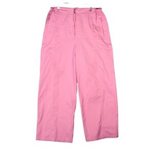 Skims Pants Women Size L Pink Wide Leg Chino Casual Trousers Relaxed Fit Zip